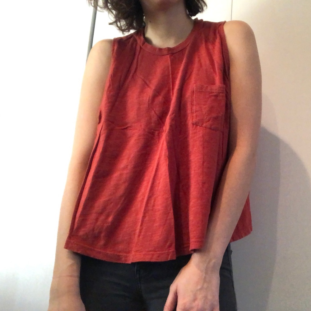 Red loose tank top